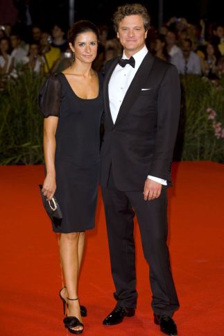 Livia firth samen met haar man Colin Firth tijdens het Venice Film Festival in 2009. Jurk: Orsola de Castro 